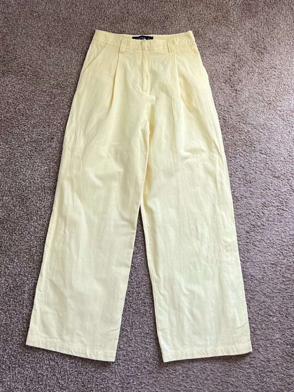 Lioness Yellow Wide Leg High Waist Linen-Style Pants
